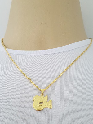 Corrente pingente passarinho canção folheado ouro 18k c1p421