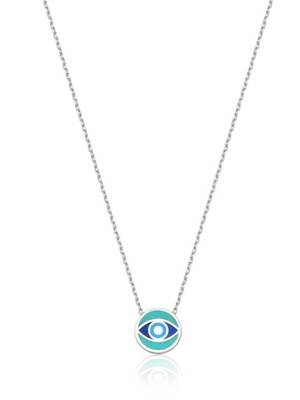 Colar prata 925 com pingente esmaltado com rodio