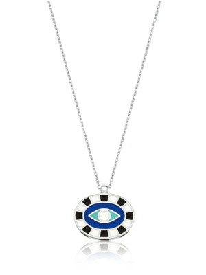 Colar prata 925com pingente esmaltado com rodio