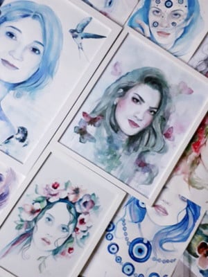 Retrato em aquarela encomenda