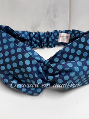 Faixa turbante poá cor jeans