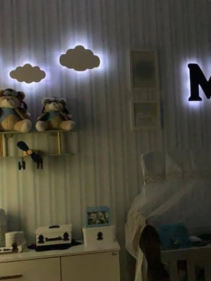 Nuvem com luz de del luminária quarto bebe kit 3 pc