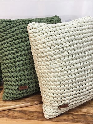 Dupla capa almofadas maxi tricot 40x40cm - corda poliéster