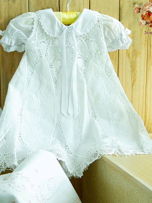 Vestido batizado renda renascença nesga lágrima 1 ano