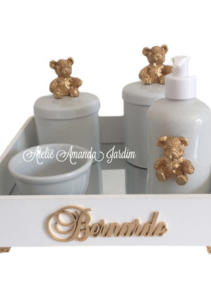 Kit bebê porcelana com bandeja espelhada 25x25 mdf