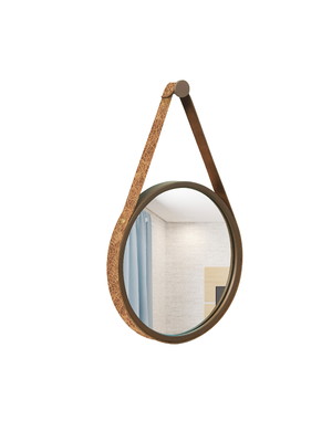 Espelho decorativo adnet corten alça corino rajada 20 cm