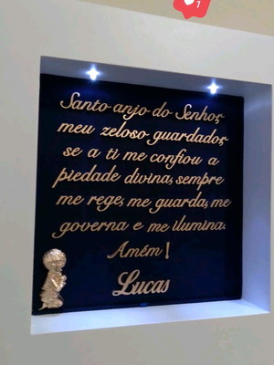 Quadro com oração santo anjo azul marinho