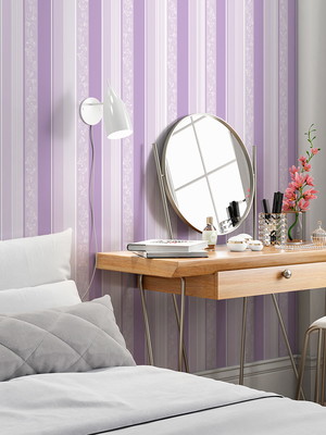 Papel de parede tons lilás e branco flores borboletas