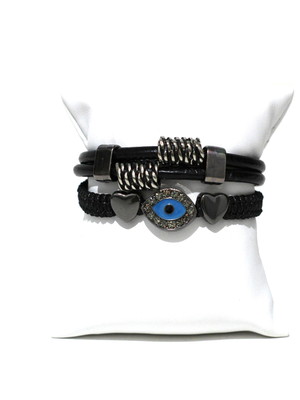 Pulseira kit olho grego grafite acessórios femininos
