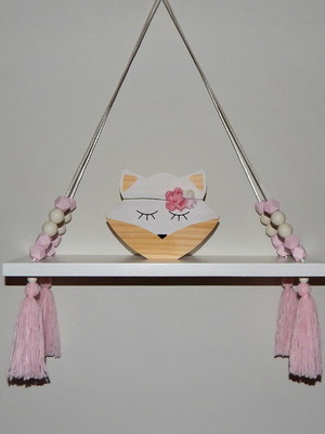 Prateleira balanço losangos base branca 40x14 cm