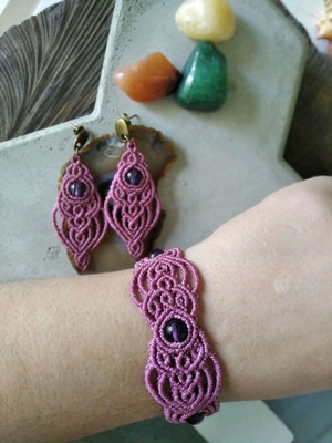 Conjunto de macramé brincos+bracelete