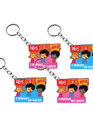 Chaveiro infantil personalizado 3 palavrinhas deus é amor