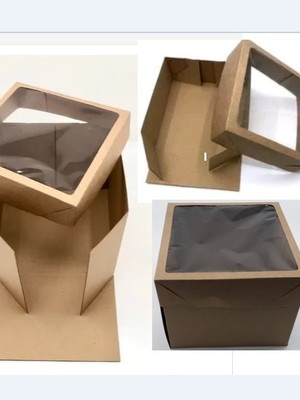 10 caixas com visor para bolos altos e salgados 32x32x17,5
