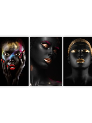 Quadros decorativos em mdf - mulher negra maquiagem colorida