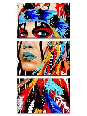Quadros decorativos em mdf - índia americana colorida