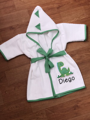 Roupão personalizado veste até 3 anos dinossauro