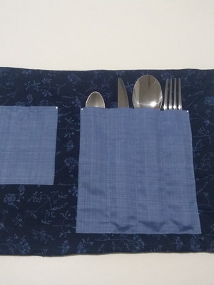 Porta talher floral azul