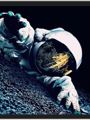 Quadro astronauta lua nerd geek quartos salas moldura g009