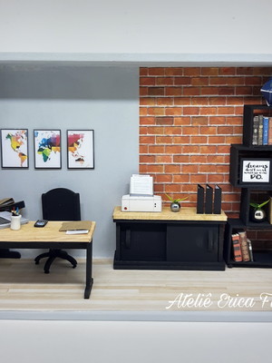 Quadro cenário miniatura escritório