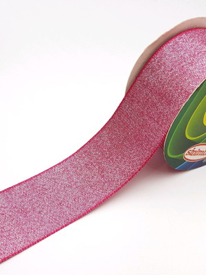 Fita cetim lurex pink 38 mm sinimbu - 10 metros