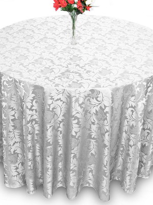 10 toalha de mesa redonda jacquard cinza 2,80m festa buffet