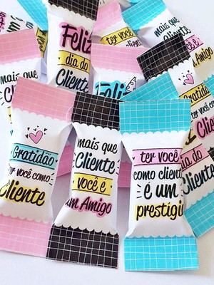 Bala personalizada dia do cliente