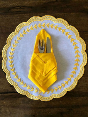 Sousplat bordado trigo amarelo