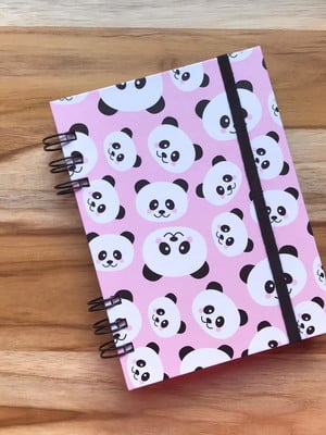 Caderno sem pauta pandas + lápis