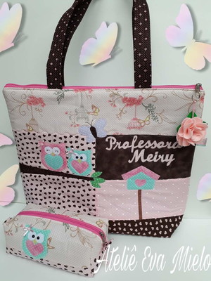 Bolsa professora e estojo 1 divisória