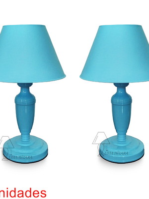 Par de abajures azul lindo para quarto, mesa, cabeceira