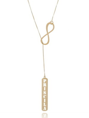 Colar estilo gravatinha com nome modelo 70