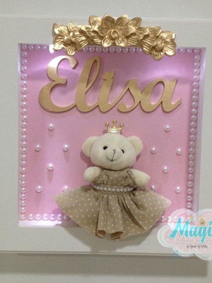 Enfeite porta maternidade ursinha com led