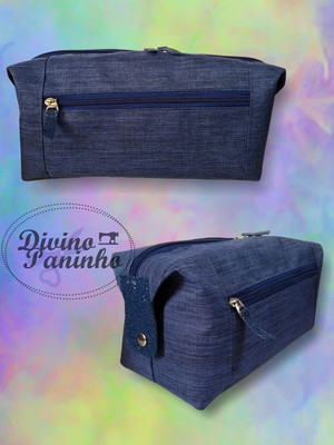 Necessaire grande com bolso azul