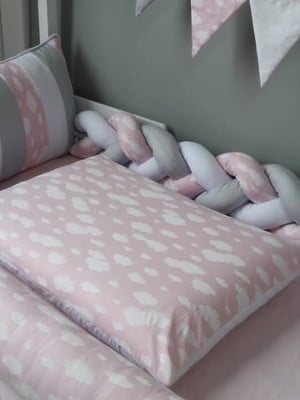 Kit cama montessoriano patchwork nuvem - 5261q - completo