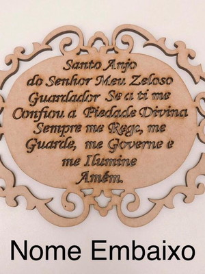 Placa santo anjo mdf cru 30cm com nome