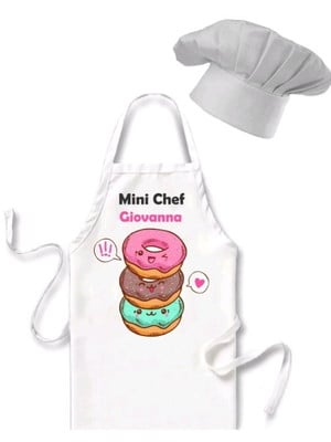 Avental infantil personalizado+chapéu touca chef