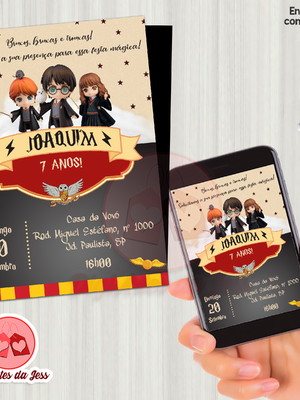 Convite digital harry potter - personalizado #7518