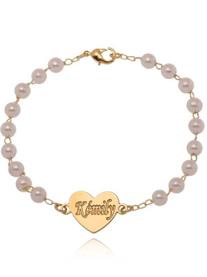 Pulseira infantil com pérola e nome modelo 63