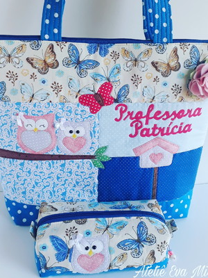 Kit bolsa professora e estojo 1 divisória
