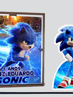 Porta retrato sonic, lembrancinha decorativa