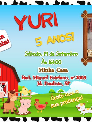 Convite digital fazendinha - com foto - #7819