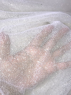 Tecido tule brilhante com glitter branco 1,00 x 1,40 metros