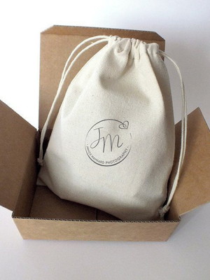 50 saq. algodão cru personalizados - 15 x 20 cm