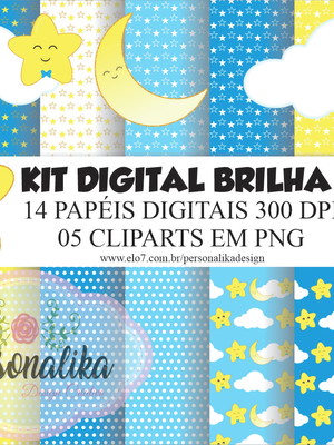 Kit digital brilha brilha estrelinha (azul)