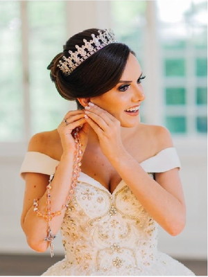 Coroa de noiva imperial de zirconias banhada prata