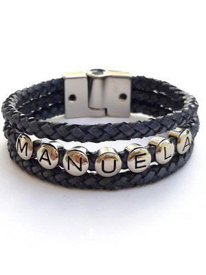 Pulseiras masculina feminina couro personalizada com nome