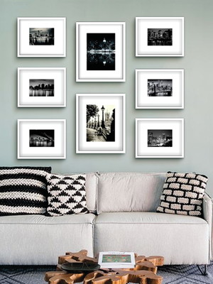 Conjunto com 8 quadros minimalistas, moldura e vidro