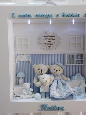 Quadro maternidade pingo de amor - azul e branco