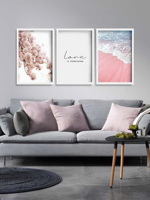 Quadro floral mar praia moldura branca