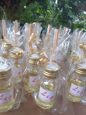 Difusor, aromatizador para casamento com tag e embalagem